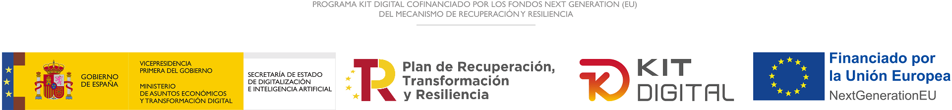 logotipos Kit Digital, Gobierno de España, Plna Resilencia y Financiación Europea